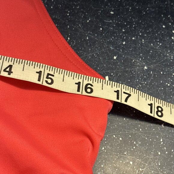 Land's End Womens 1 Piece Swimsuit Coral V Neck Ruffle Built In Bra Sz 16 - Picture 10 of 11